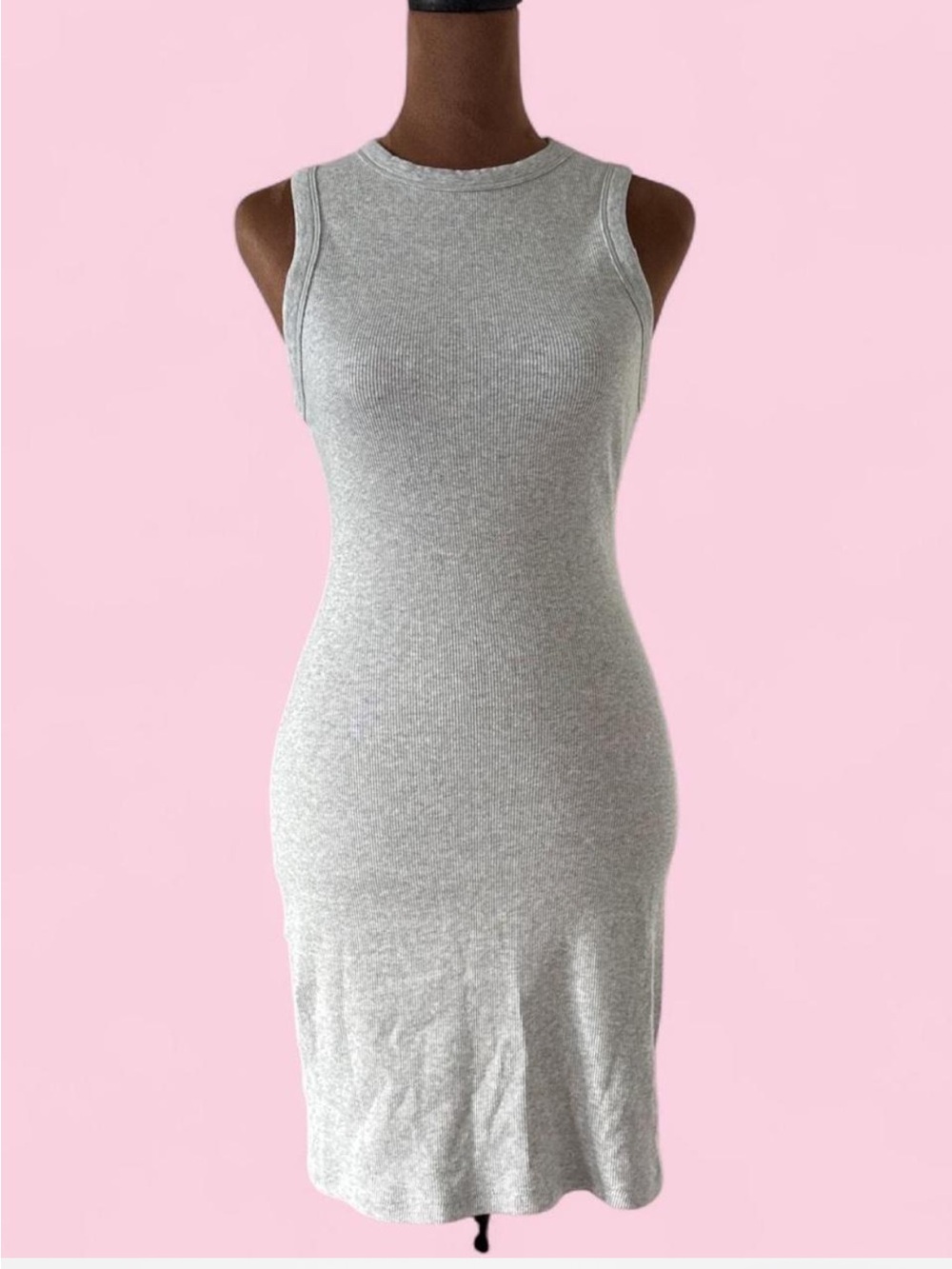 SKIMS Cotton Rib Tank Dress Heather Gray Size S Bodycon Midi
